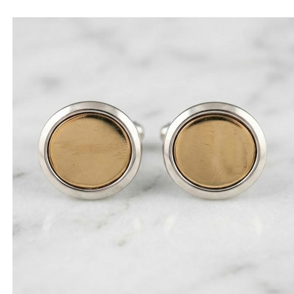 Christian Dior Gold Tone Sterling Silver 925 Round Cufflinks Signed $650 - Picture 2 of 9